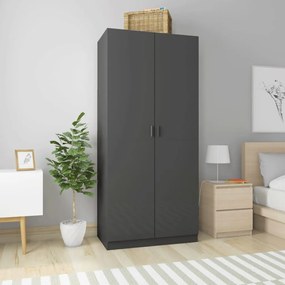 vidaXL Ντουλάπα Γυαλιστερό Γκρι 90 x 52 x 200 εκ. από Μοριοσανίδα