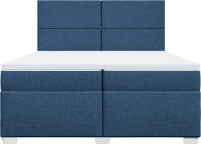 vidaXL Κρεβάτι Boxspring με Στρώμα Μπλε 200x200 εκ. Υφασμάτινο