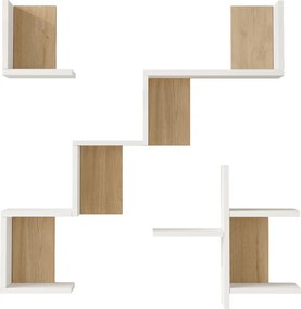 Ραφιέρα τοίχου Verso pakoworld λευκό με oak 99,4x14,5x103εκ