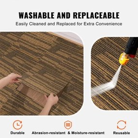 VEVOR Carpet Tiles Reusable, 20&quot;x 20&quot;Carpet Squares With Padding Attached, Soft Padded Carpet Tiles, Easy Install DIY for Bedroom Living Room (12Tiles, Mixed Brown)