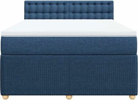 vidaXL Κρεβάτι Boxspring με Στρώμα Μπλε 140x190 εκ. Υφασμάτινο