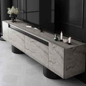 Έπιπλο Τηλεόρασης Τραβερτίνη / Μαύρο CLAADA 180x30x16