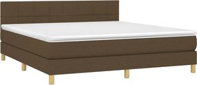 vidaXL Κρεβάτι Boxspring με Στρώμα Σκούρο Καφέ 180x200 εκ Υφασμάτινο