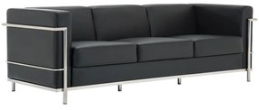 Καναπές 3-Θέσιος Genova Inox/Pu Ε947,32 Μαύρο 188x73x71cm Metal, Technoderma