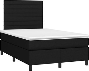vidaXL Κρεβάτι Boxspring με Στρώμα &amp; LED Μαύρο 120x190 εκ. Υφασμάτινο