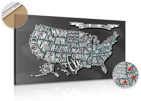 Εικόνα ενός σύγχρονου φελλού χάρτη των ΗΠΑ - 90x60  wooden