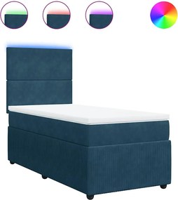 vidaXL Κρεβάτι Boxspring με Στρώμα Μπλε 80 x 200 εκ. Βελούδινο