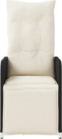 vidaXL Πολυθρόνες Κήπου Ανακλ/νες 2 τεμ. Μαύρες Συνθ. Ρατάν+Μαξιλάρια