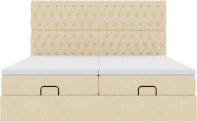 vidaXL Οθωμανικό κρεβάτι με στρώματα Κρέμα 180x200cm ύφασμα