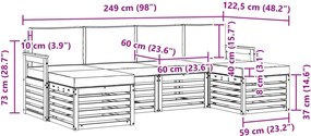 vidaXL Σετ Καναπέ 6 pcs Άσπρο και Ανθρακί 249 x 122,5 x 73 εκ