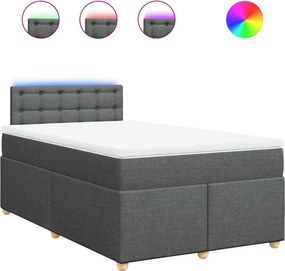 vidaXL Κρεβάτι Boxspring με Στρώμα Σκούρο Γκρι 120x190 εκ Υφασμάτινο