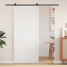 vidaXL Πόρτα Στάβλου Λευκή 100x208 εκ. Συμπαγής Ξύλινη Πόρτα Πεύκου