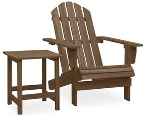 vidaXL Καρέκλα Κήπου Adirondack Καφέ με Τραπέζι από Μασίφ Ξύλο Ελάτης
