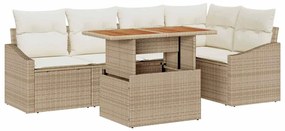 vidaXL Σετ Καναπέ Κήπου με αποθήκευση 6 pcs Μπεζ Πολυ ράταν