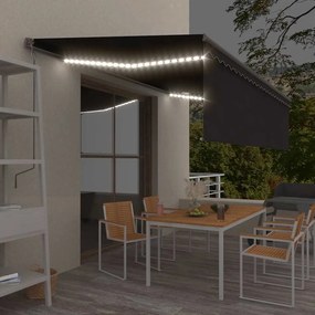 vidaXL Χειροκίνητη τέντα με ηλιακό LED 5 x 3 m Ανθρακί