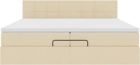 vidaXL Οθωμανικό κρεβάτι με στρώματα &amp; LEDs Κρέμα 200x200cm ύφασμα