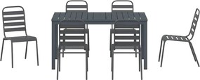 vidaXL Σέτ φαγητού για κήπο 7 pcs Ανθρακί Ατσάλι με Πούδρα