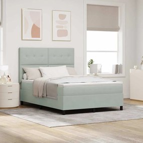 vidaXL Κρεβάτι με Στρώμα Light Grey 160x200 cm Βελούδο