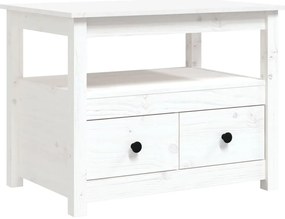 vidaXL Τραπεζάκι Σαλονιού Λευκό 71x49x55 εκ. από Μασίφ Ξύλο Πεύκου