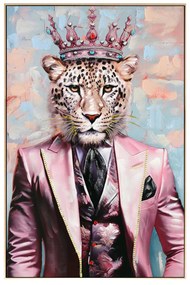 WALL PAINTING  WITH BEIGE PS FRAME-PRINTED CANVAS WITH LEOPARD FIGURE 82x4,5x122Hcm.