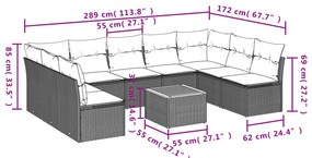 vidaXL Σετ Καναπέ Κήπου 10 τεμ. Μπεζ Συνθετικό Ρατάν με Μαξιλάρια