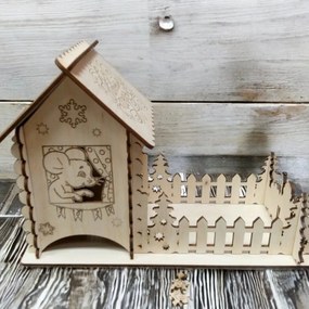 Σετ των 3 Intra απο ξύλο plywood 3mm-4mm πάχος – Χριστουγεννιάτικο σπίτι για το νέο έτος 30x35 cm INTRAVECTRY-MY542696
