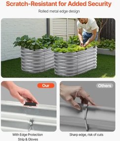 VEVOR Metal Raised Garden Bed 4x2x2 ft Outdoor Galvanized Planter Box Silver