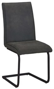 TORY Καρέκλα Τραπεζαρίας Κουζίνας, Μέταλλο Βαφή Μαύρο Ύφασμα Suede Ανθρακί -  43x56x95cm