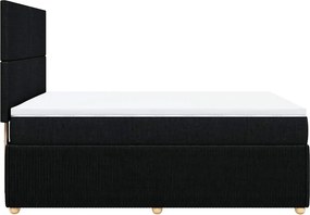 vidaXL Κρεβάτι Boxspring με Στρώμα Μαύρο 140x200 εκ. Υφασμάτινο