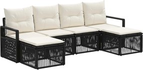 vidaXL Σετ Καναπέ Κήπου 6 pcs Μαύρο συνθετικό ρατάν