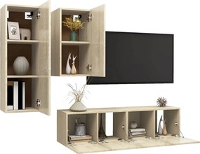 vidaXL Σετ Επίπλων Τηλεόρασης 4 Τεμαχίων Sonoma Δρυς Επεξ. Ξύλο