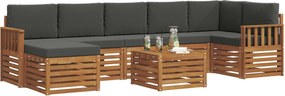 vidaXL Σειρά Καναπέ Εξωτερικού με μαξιλάρι 8 pcs Φυσικό και Ανθρακί