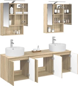 vidaXL Σετ Ντουλαπιών Μπάνιου 5 pcs Sonoma Δρυς Επεξεργασμένο Ξύλο