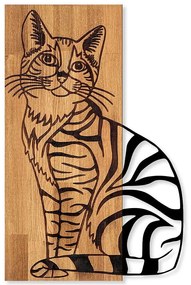 Διακοσμητικό Τοίχου Cat 899SKL2398 38x58cm Walnut-Black Wallity Metal,Wood