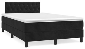 vidaXL Κρεβάτι Boxspring με Στρώμα Μαύρο 120 x 200 εκ. Βελούδινο