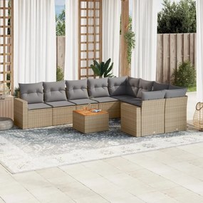 vidaXL Patio Sofa Set 9-θέσια Μικτό μπεζ και γκρι