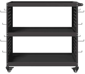 vidaXL Καρότσι εργαλείων με ράφι Μαύρο 75 x 35 x 73 εκ. Κρύα χάλυβας
