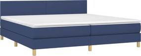 vidaXL Κρεβάτι Boxspring με Στρώμα Μπλε 200x200 εκ. Υφασμάτινο