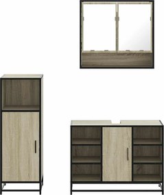 vidaXL Σετ Επίπλων Μπάνιου 3 Τεμαχίων Sonoma Δρυς Επεξεργασμένο Ξύλο