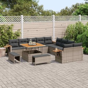 vidaXL Σετ Καναπέ Κήπου 13 pcs Γκρι συνθετικό ρατάν