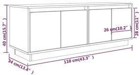 Έπιπλο Τηλεόρασης Λευκό 110 x 34 x 40 εκ. από Μασίφ Ξύλο Πεύκου - Λευκό