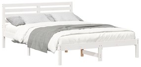 vidaXL Σκελετός Κρεβατιού Λευκό 140 x 220 cm Συμπαγές ξύλο πεύκου