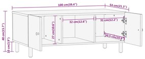 Τραπεζάκι Σαλονιού 100 x 54 x 40 εκ. από Μασίφ Ξύλο Μάνγκο - Καφέ