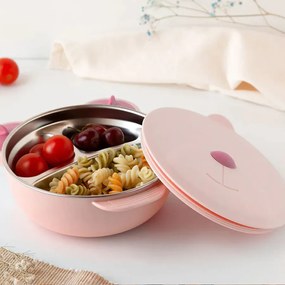 Φαγητοδοχείο Με Χωρίσματα 450ml (16x8x19) Kiokids Pink Bear 3537
