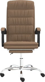 vidaXL Καρέκλα Γραφείου Ανακλινόμενη Καφέ Υφασμάτινη