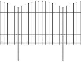vidaXL Κάγκελα Περίφραξης με Λόγχες Μαύρα (1,5-1,75) x 3,4 μ. Ατσάλινα
