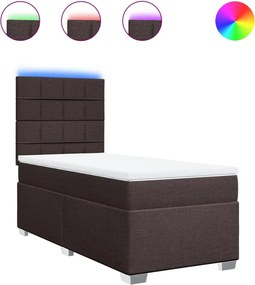vidaXL Κρεβάτι Boxspring με Στρώμα Σκούρο Καφέ 100x200 εκ. Υφασμάτινο