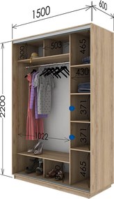 Ντουλάπα Diamont Σονόμα 150x60x220cm