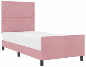 vidaXL Σκελετός Κρεβατιού με κεφαλάρι Ροζ 100 x 200 cm Βελούδο