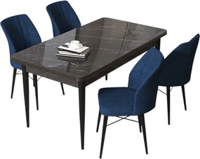 Dining Table &amp; Chairs Set (5 Pieces) Arp - Black Marble, Navy Blue Black Marble
Navy Blue